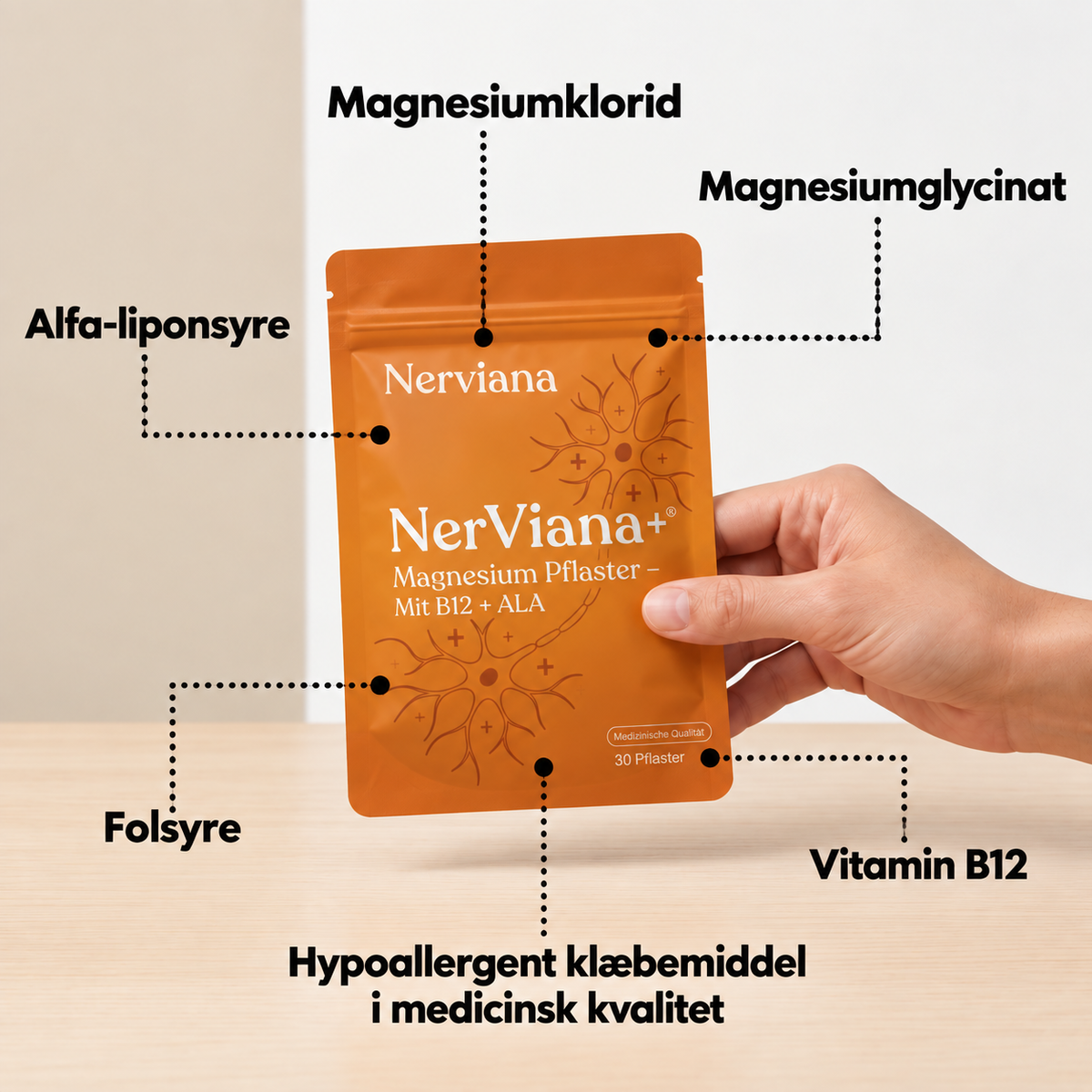 NerViana® Magnesiumplaster mod nervesmerter