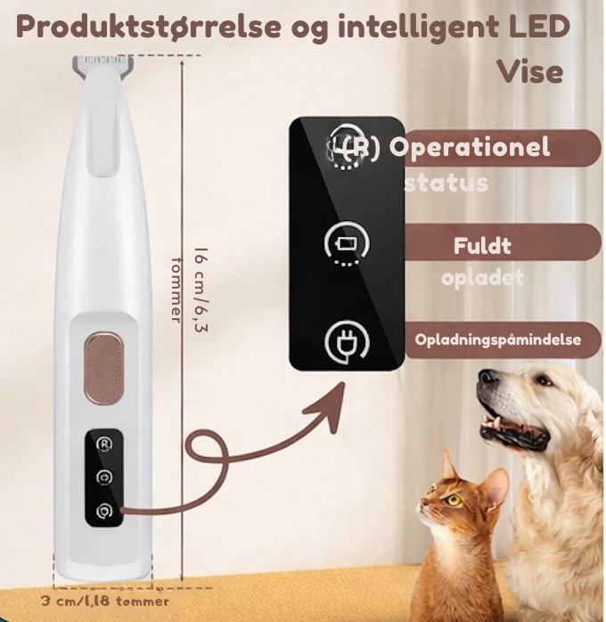 LED Pote- og Pelsklipper til Kæledyr
