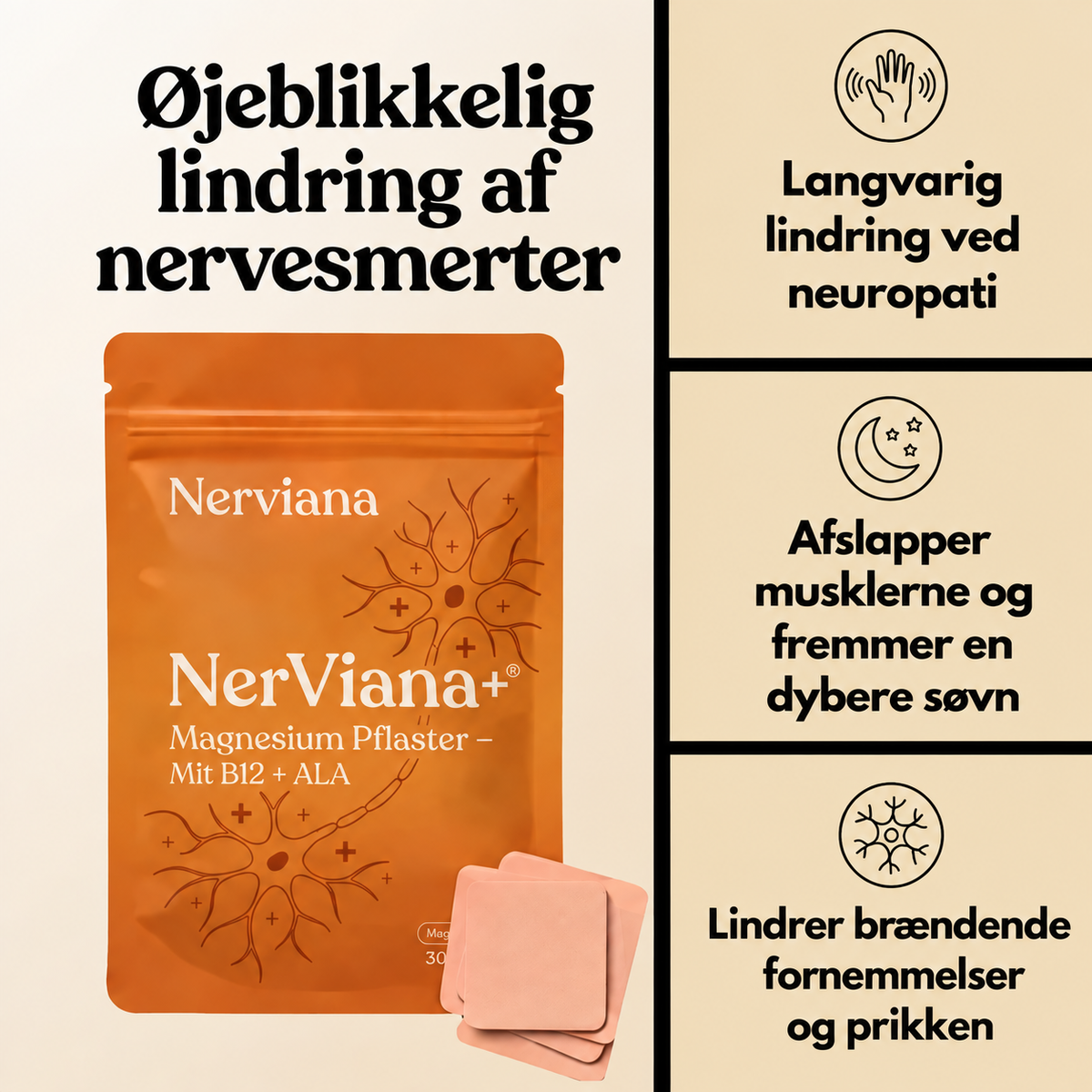 NerViana® Magnesiumplaster mod nervesmerter