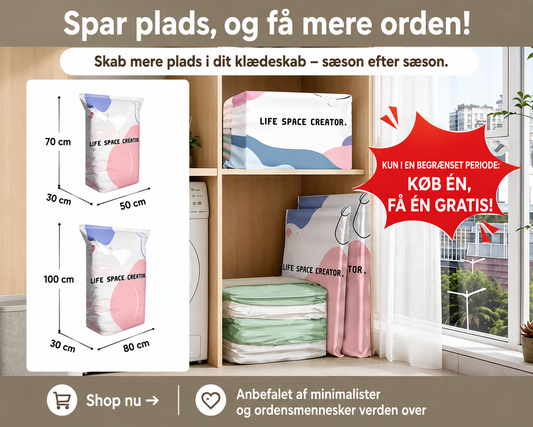 Vakuum-Kompressionsposer til Opbevaring – Ingen Pumpe Nødvendig