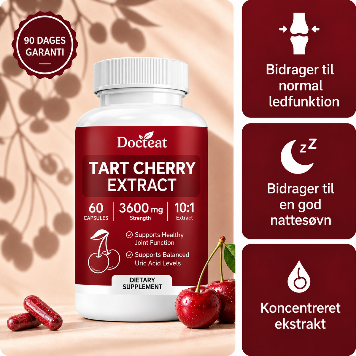 Docteat – Kapsler med ekstrakt af surkirsebær